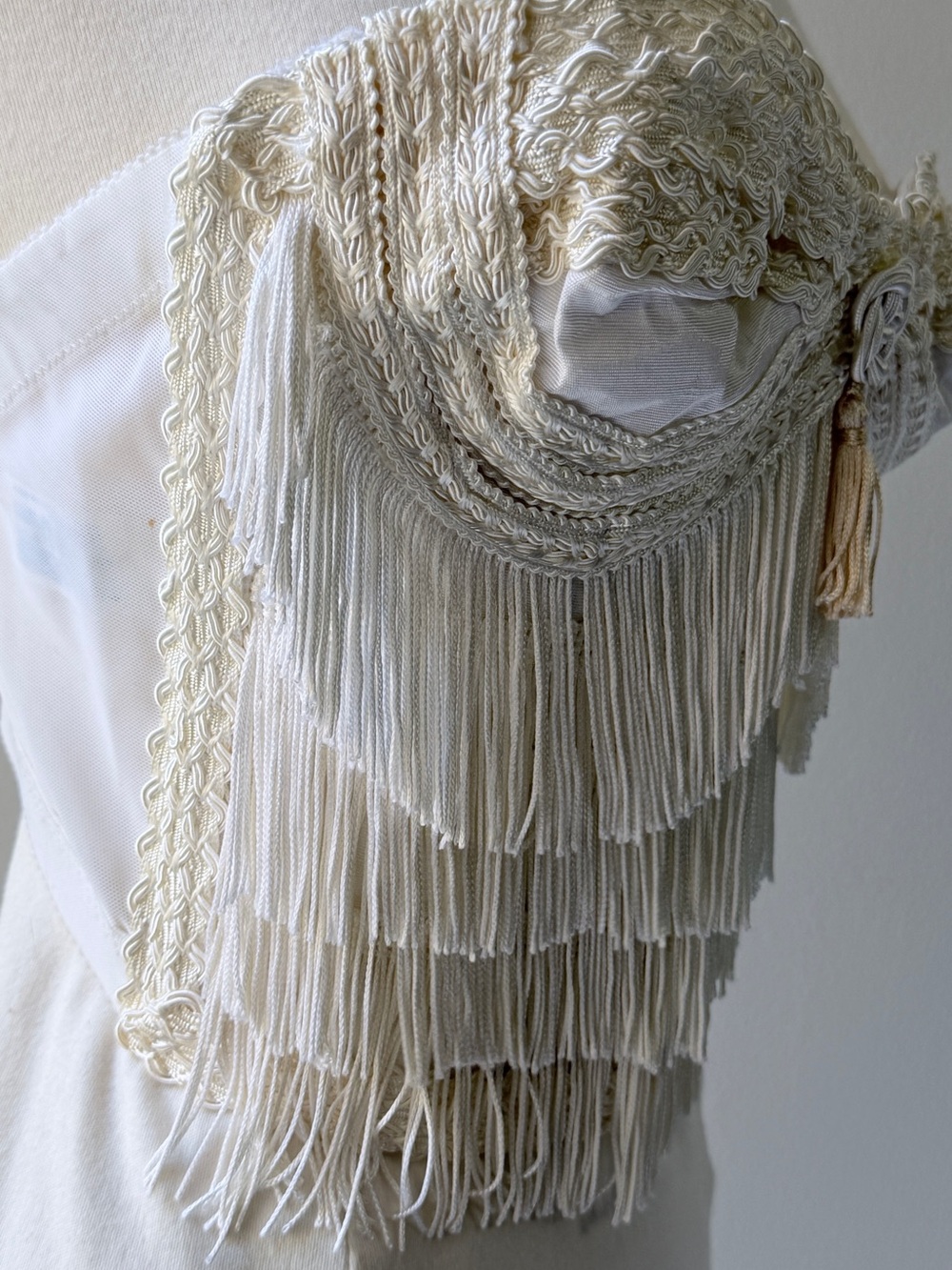 Vintage Cream Fringe Crochet Bustier Top - Picture 5 of 10